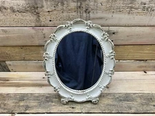 Vintage  Syracuse Ornamental Co. Ivory & Gold Wood Framed Vanity Mirror w/Stand