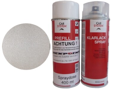 Farbdosen Set a 400ml Basislack Perlweiß 2 Metallic Autolack + 1K Klarlack