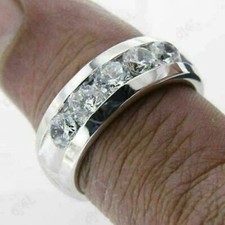 2.00 Ct Round Diamond Five Stone Men's Wedding Band Ring 14k White Gold Finish
