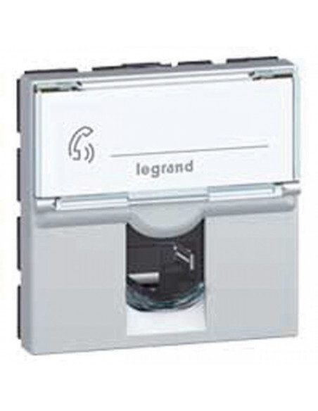 Prise RJ45 blindée STP Legrand Mosaic alu pour réseau 10 Gbits stable