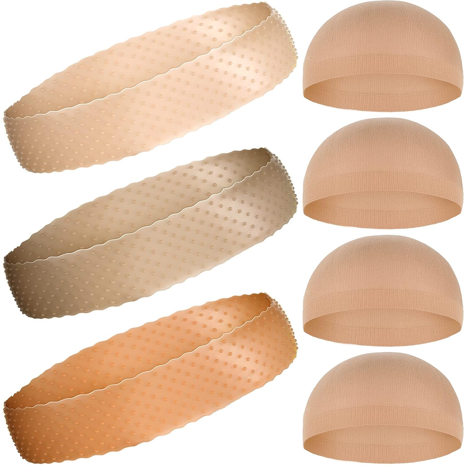 3-Piece Transparent Nylon Wig Caps with Silicone Headbands for Women & Men