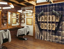 3D Brown Brick A4035 Barber Shop Photo Curtain Window Blockout Fabric Amy 2023