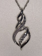 *LAST 1* Kay Jewelers Sterling Silver 3 Diamond Weave/Zig Zag Necklace (18 Inch)