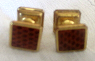 Boutons De Manchette Vintage En Or Carré Finement Gravés - Anciens, Parfait état