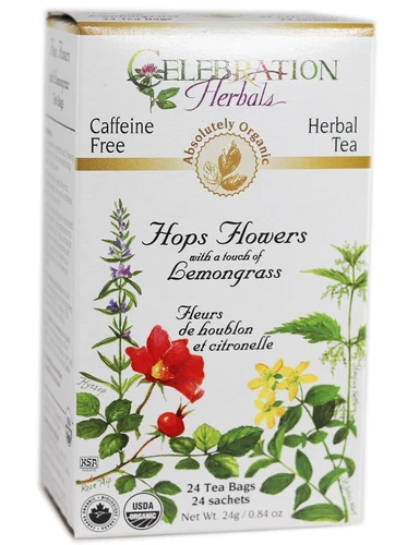 Organic Hops Flowers Tea Caffeine Free, 24 Herbal Tea Bags