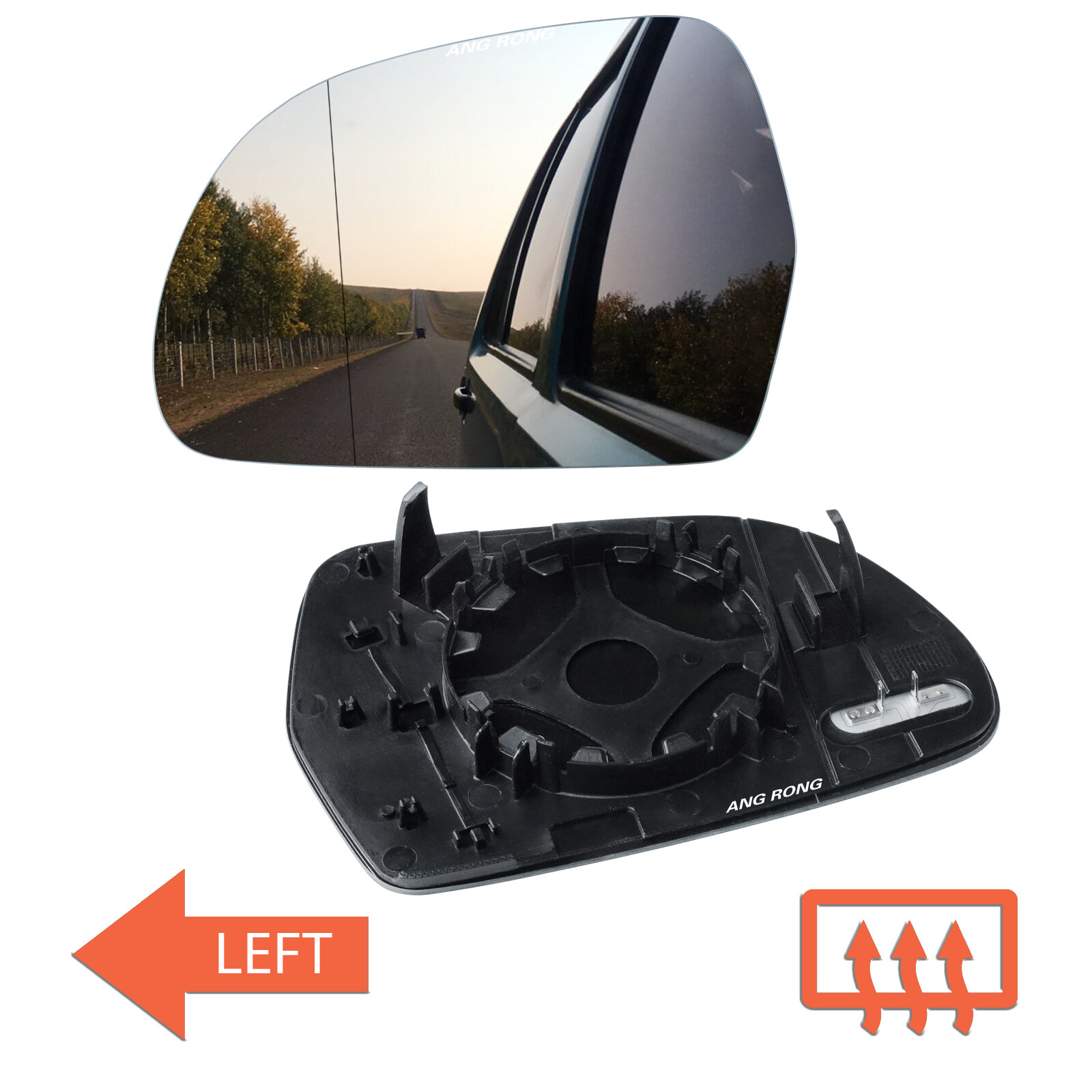 Left Heated Wing Mirror Glass Convex Passenger Side For Skoda Octavia MK2 09-13