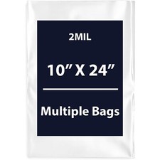2Mil 10" X 24" | LDPE Clear Flat Poly Bags, Flexible & Durable | Multiple Bags