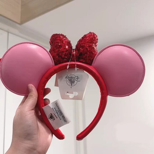 Authentic 2024 Disney Parks Red Mickey Minnie Mouse Flowers Ear Headband - Picture 2 of 3