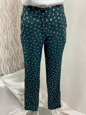 Pantalon léger fluide vert et or coupe droite Sweed Paris - 36