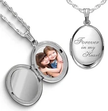 Custom Picture Oval Forever in My Heart Necklace for Women with 18 Inch Chain