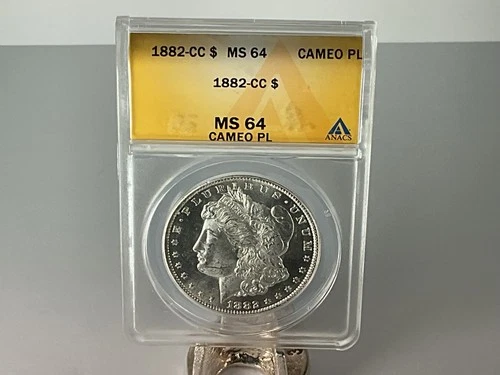 1882-CC $1 MORGAN DOLLAR - ANACS MS-64, BLAST WHITE, PROOF-LIKE CARSON CITY!