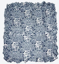 Ralph Lauren Tamarind Sham Ruffle KING SET Blue White Porcelain Chinoiserie