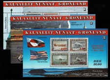 Grönland MiNr. Block  6-8 postfrisch - 50 Jahre Beendigung des Zweiten Weltkrieg