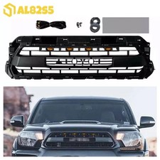 Abs Front Grille For Tacoma 2012 2013 2014 2015 Matte Black Grill Wled Lights