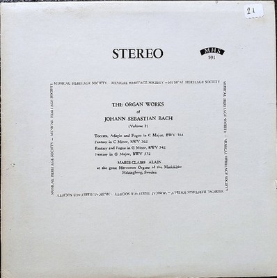 Johann Sebastian Bach, Marie-Claire Alain, The Organ Works Of Johann Sebastian B