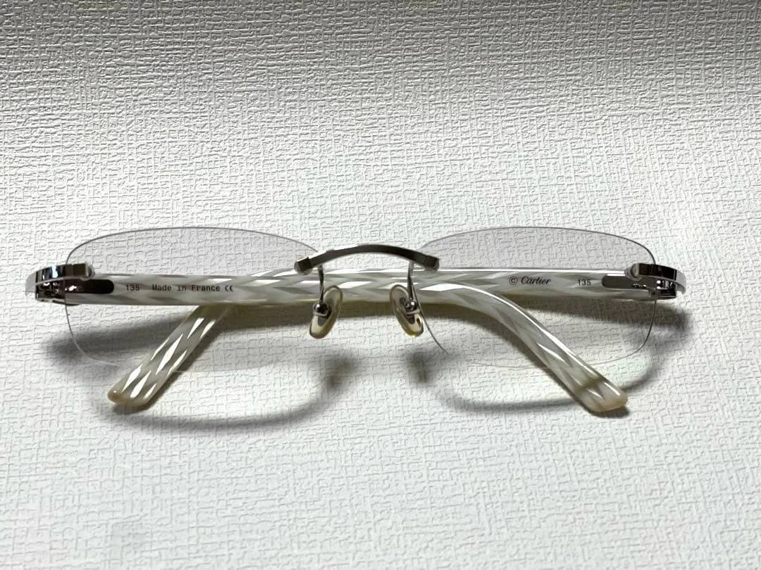 Cartier 135 Silver Rimless Glasses with Marble Style - Used Made