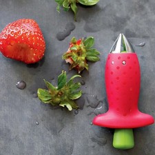 ANSTA Strawberry Huller Tool Top Leaf Remover Stainless Steel Fruit Corer Kitche