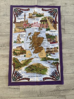 Scotland Cotton Unbranded Souvenir Wall Hanging 30'' X 19'' Travel Map Landmarks