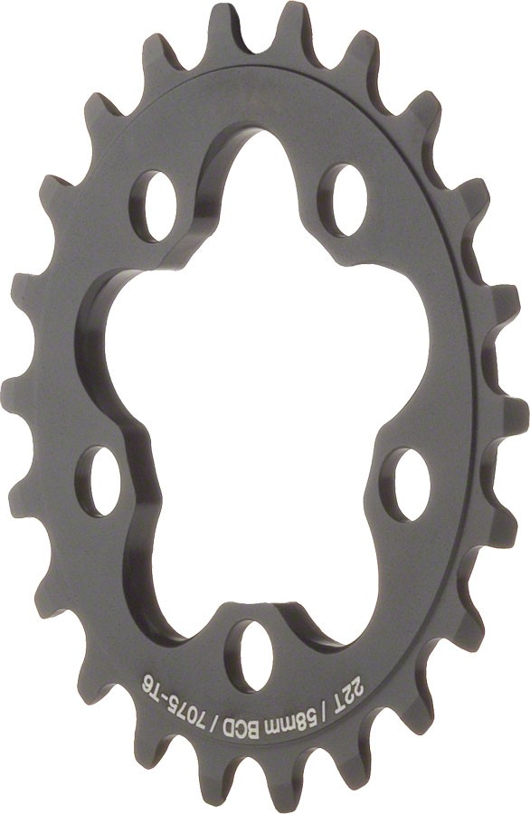 22T Aluminum Inner Chainring for Single Speed Bikes 58 BCD Black No Ramp 4790₽