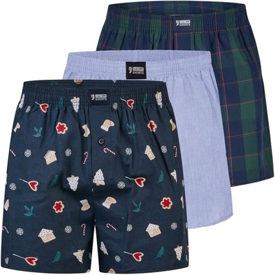HAPPY SHORTS 3 Pack Mens Boxer Briefs Cotton Web Boxers Christmas