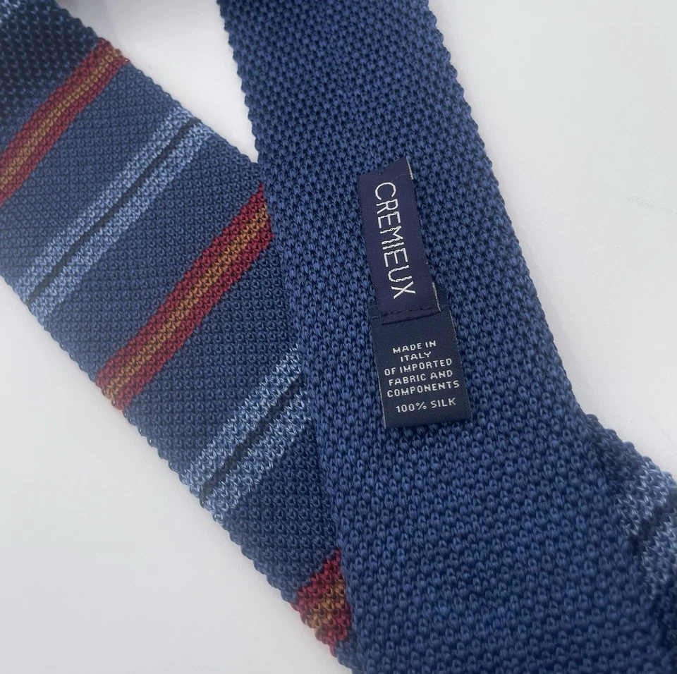 Corbata tejida Daniel Cremieux azul 100 % seda para hombre hecha en Italia Foto 2 de 4