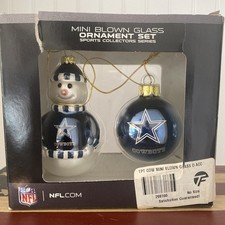 NFL Mini Blown Glass COWBOYS Ornaments-Sports Collectors Series