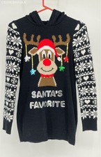 NOBO Black Women's Christmas Hoodie Sweater Santa  s Favorite - Size S/CH 3-5