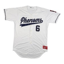 NY Phenoms Jersey mens LARGE white baseball V neck button up Rawlings Size L