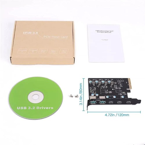 5-Port Desktop Expansion Card 20G 2*USB Type-A 3*USB Type-C For Win10 For Mac - Picture 8 of 13