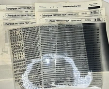 Lot of 10 Sheets CHARTPAK Velvet Touch Lettering Pattern Shading Film Transfers