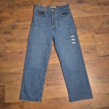 Levi  s Ribcage Straight Ankle Jeans Women  s 30x27 Blue Button Fly High Rise