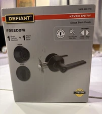 DEFIANT Door Handle & Single Cylinder Deadbolt  Matt Black W/4 Keys New In Box