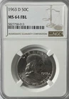 1963 D 50c Franklin Silver Half Dollar Fifty Cents NGC MS64 FBL Denver