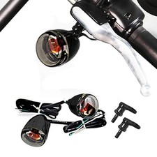 Black Turn Signal With Relocation Bracket Swivel Kit For Harley Dyna Fatboy S...