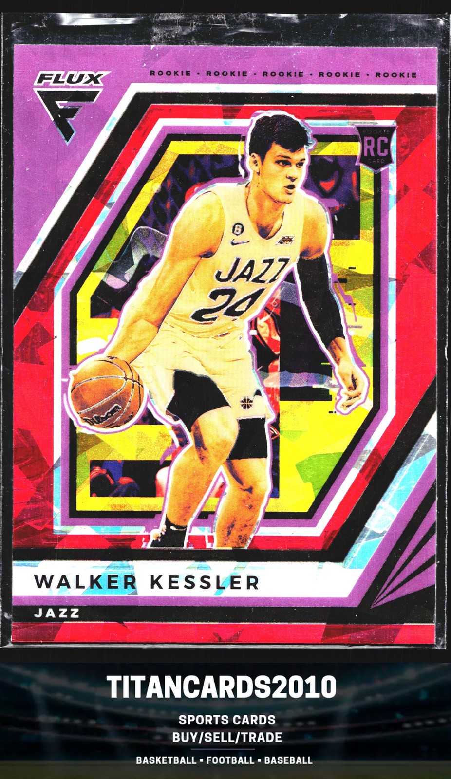 Walker Kessler 2022-23 Panini Flux Purple Red Ice RC Utah Jazz #250
