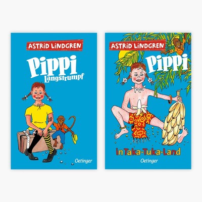 Astrid Lindgren Pippi Langstrumpf in 2 Bänden plus 1 exklusives Postkartenset