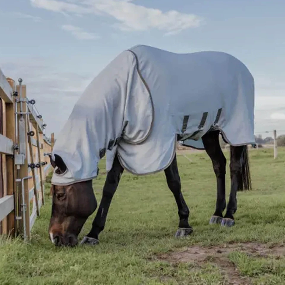 Kentucky Horsewear Grau 125-5'9 Ekzemerdecke mit Halsteil Fliegendecke - Bild 2 von 4