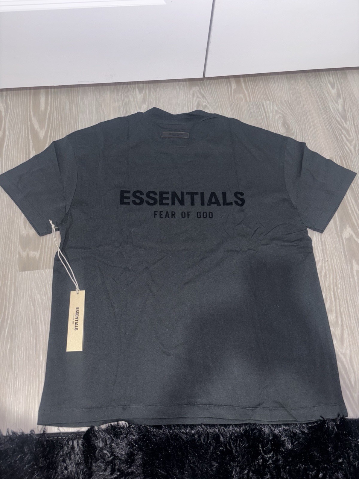 Fear of God Essentials Men's Black Cotton Short Sleeve Crew Neck Logo T-Shirt thumbnail 4