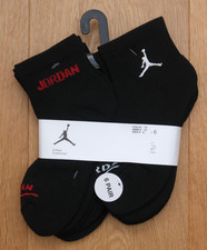 Air Jordan Boy 6 Pack Cushioned Ankle Socks Black, White Red Size Medium