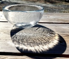 Vintage MCM Heavy Clear Art Glass Scandinavian Ice Glass Style Centerpiece Servi