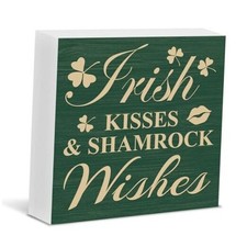 Funny St. Patrick's Day Sign Decor Rustic St Patricks Day Shamrock Irish Kisses