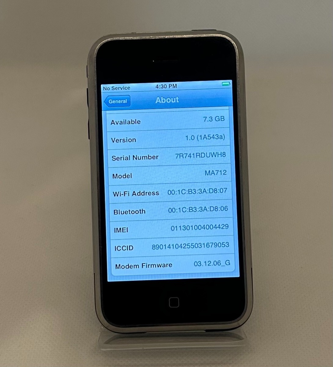 iPhone 2G First 1st Gen iOS 1.0 A1203 8GB Matching Box & SN