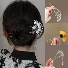 Vintage U Shape Hair Sticks Gold Plated Metal Hairpins for Women Updo Bun Hairst