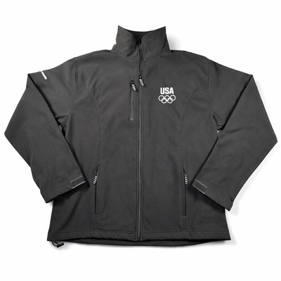 USA Olympics Softshell Jacket XL Black Fleece Lined Full Zip Stretch