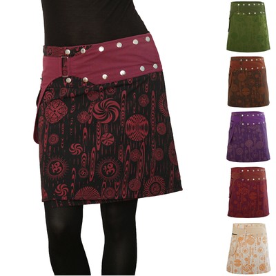 Wickelrock mit Druckknöpfen, Rock in Einheitsgröße, Freizeit Urlaub Goa Nr. 117