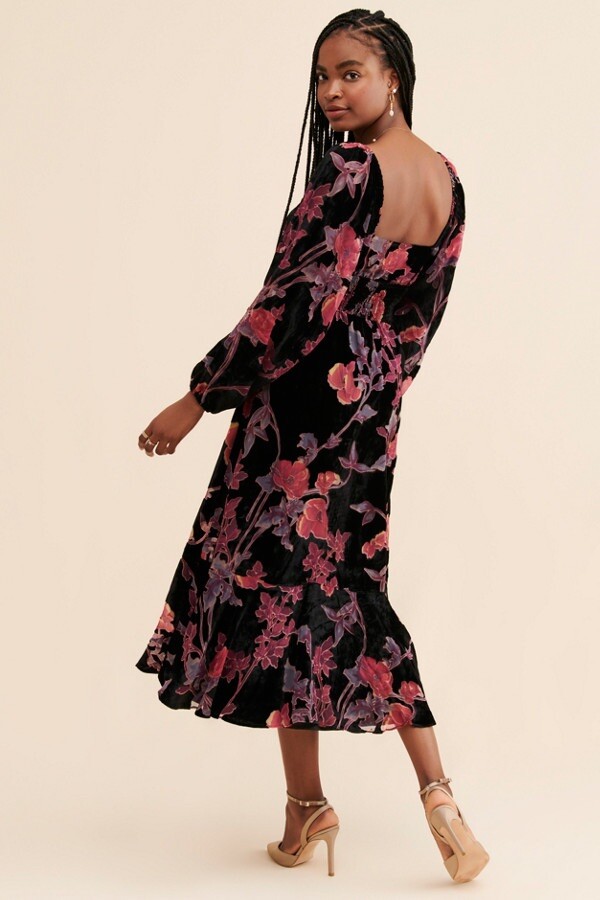 Anthropologie Hutch Velvet Burnout Midi Dress Size S | eBay