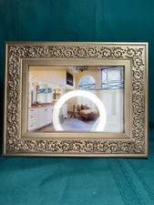 Golden Bronze Picture Frame Holds 5"x 7" Very Detailed Scrollwork Ornate Elegant