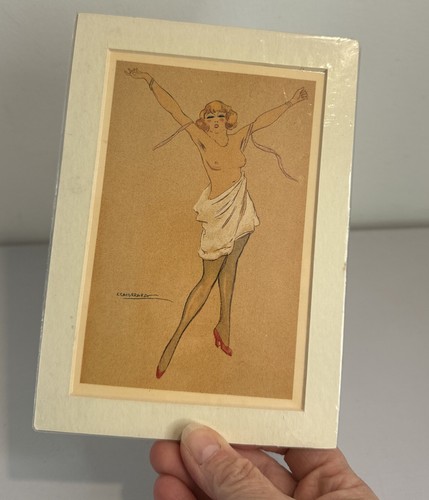 Art Deco Erotic Ladies Postcards by C Calderara Framed Repro Vintage 7" x 5" - Foto 2 di 14
