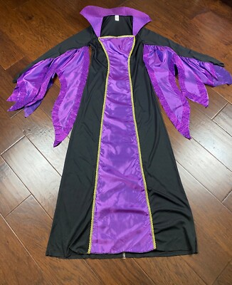 Women's Purple Black Medieval Vampire Goth Dress Stretchy Size S 4-6 EXCELLENT