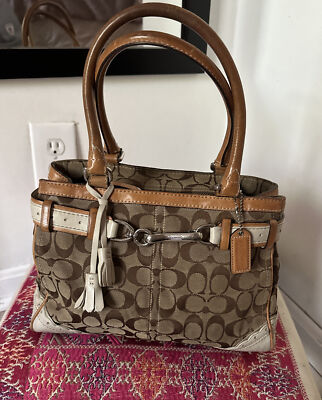 Coach Vintage 1447 Hampton Brown Signature C Print Logo Small Tote